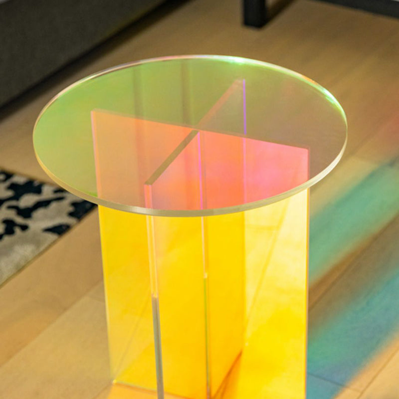 Multi-Color Accent Side Table Round Shape Plastic Table for Bedroom