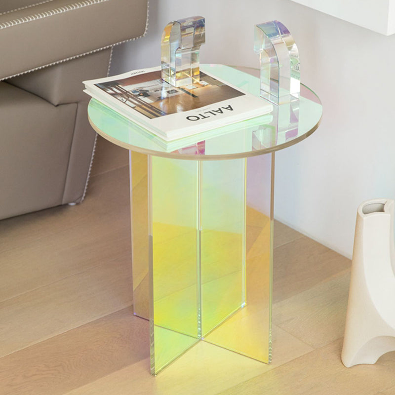 Multi-Color Accent Side Table Round Shape Plastic Table for Bedroom