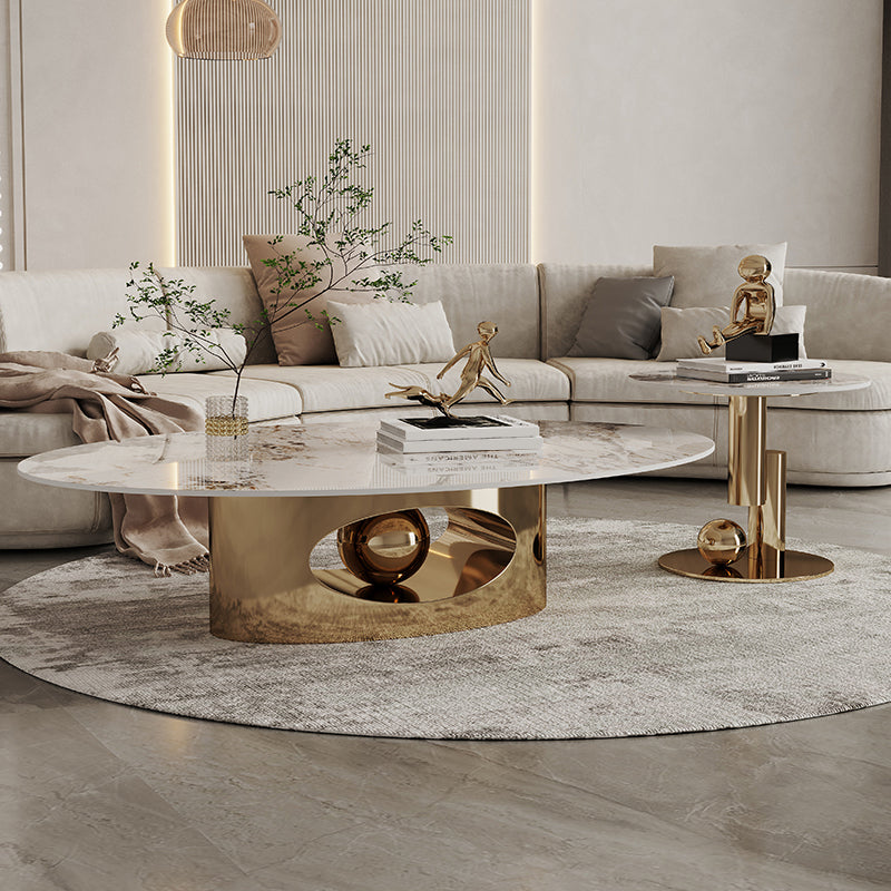 Slate Single Coffee Table Pedestal Glam Nesting Coffee Table Set