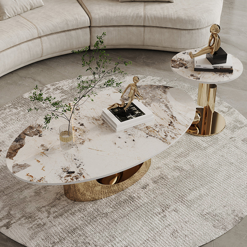 Slate Single Coffee Table Pedestal Glam Nesting Coffee Table Set
