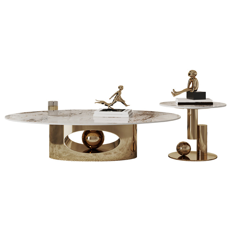 Slate Single Coffee Table Pedestal Glam Nesting Coffee Table Set