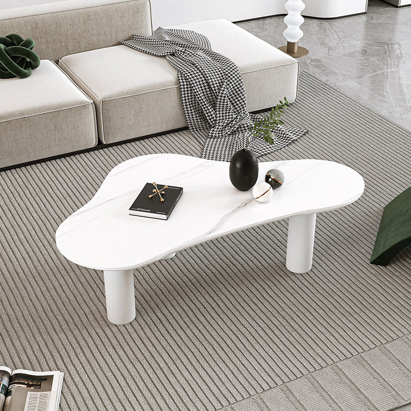 Contemporary Stone Geometric Coffee Table 3 Legs Coffee Cocktail Table
