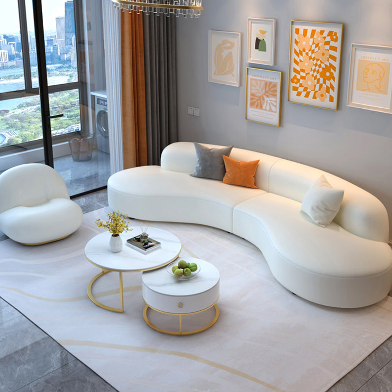 Curved Armless Sectional Sofa Faux Leather Stain-resistant Sectional