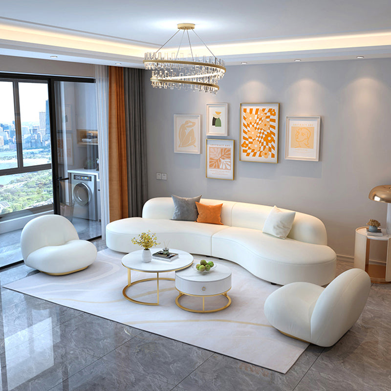 Curved Armless Sectional Sofa Faux Leather Stain-resistant Sectional