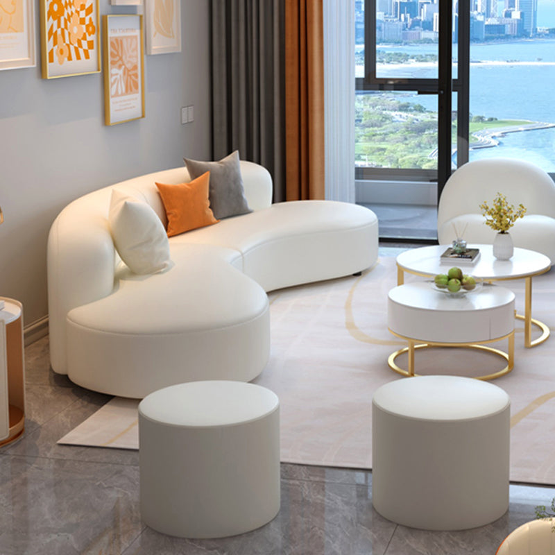 Curved Armless Sectional Sofa Faux Leather Stain-resistant Sectional