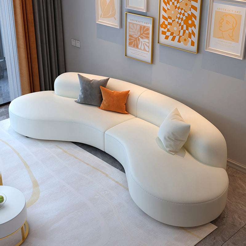 Curved Armless Sectional Sofa Faux Leather Stain-resistant Sectional