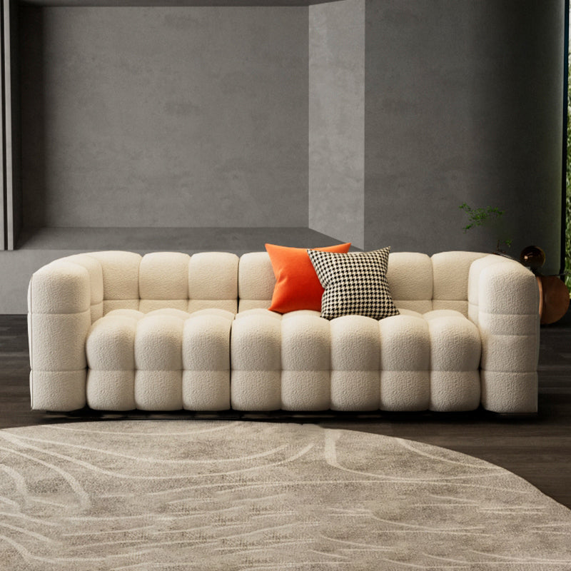 40" Wide Scandinavian Sofa Bed White Fabric Seating with Pillows