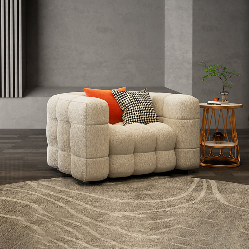 40" Wide Scandinavian Sofa Bed White Fabric Seating with Pillows