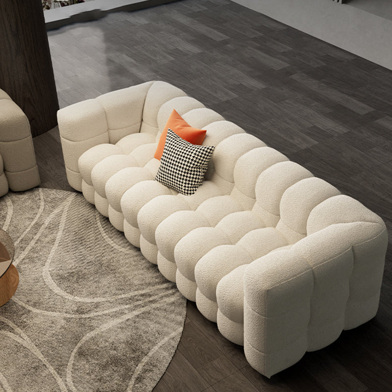 40" Wide Scandinavian Sofa Bed White Fabric Seating with Pillows