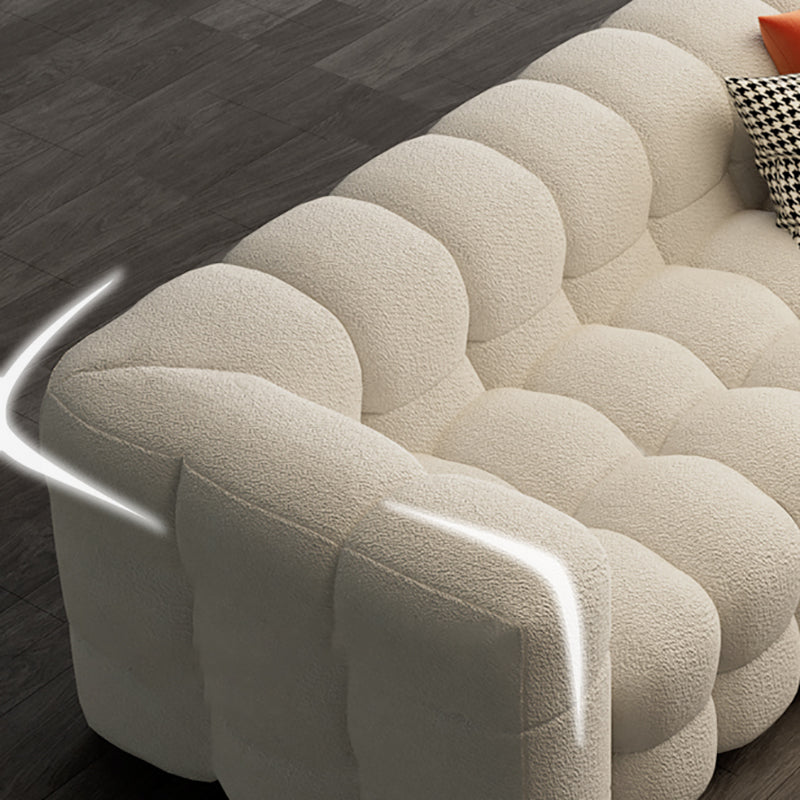 40" Wide Scandinavian Sofa Bed White Fabric Seating with Pillows