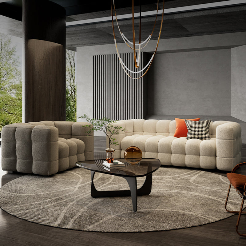 40" Wide Scandinavian Sofa Bed White Fabric Seating with Pillows