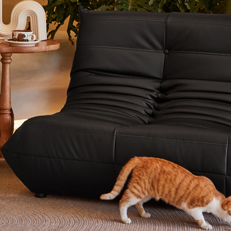 3-Seater Tufted Faux Leather Sofa Contemporary 70.9" W Armless Seating