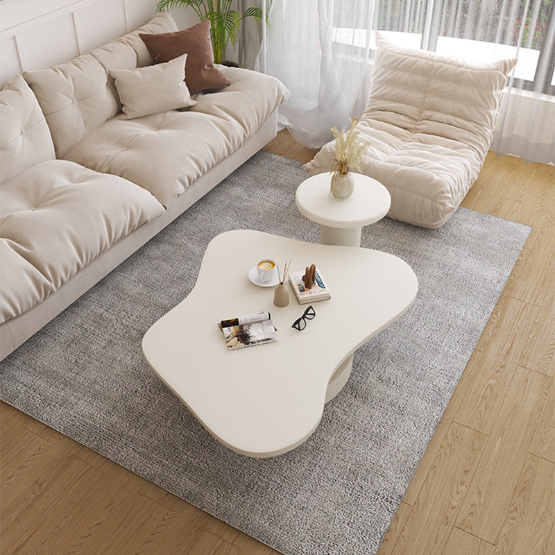 13"H Contemporary Coffee Table White Coffee Cocktail Table with Drawer