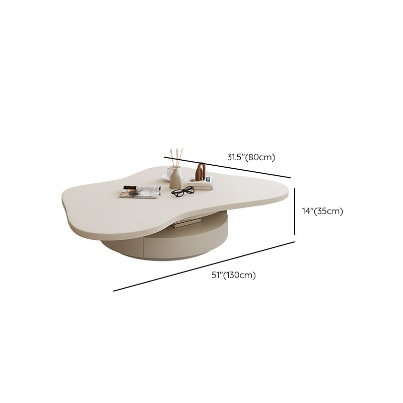 13"H Contemporary Coffee Table White Coffee Cocktail Table with Drawer