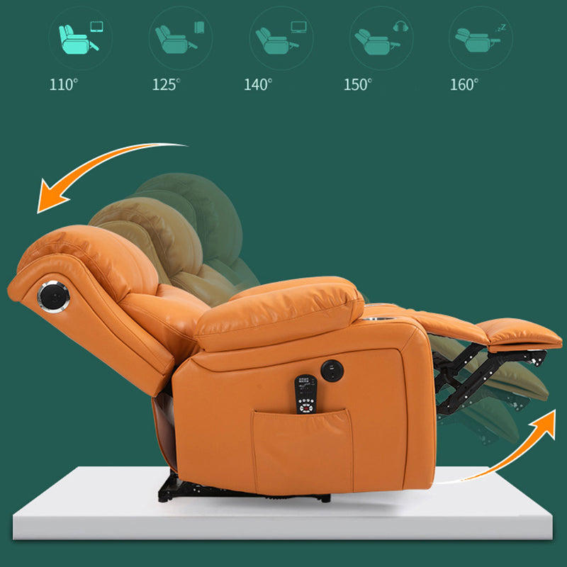 Traditional Home Theater Recliner Chair with Lumbar and Power-Push Botton
