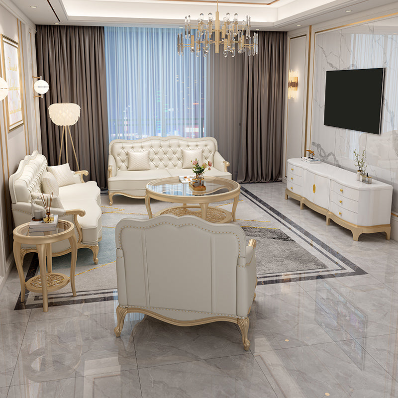 38.18" Tall Nailhead Trim Sectional Sofa Sloped Arm Genuine Leather Sofa