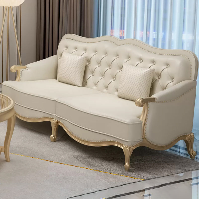 38.18" Tall Nailhead Trim Sectional Sofa Sloped Arm Genuine Leather Sofa