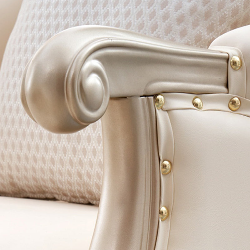 38.18" Tall Nailhead Trim Sectional Sofa Sloped Arm Genuine Leather Sofa