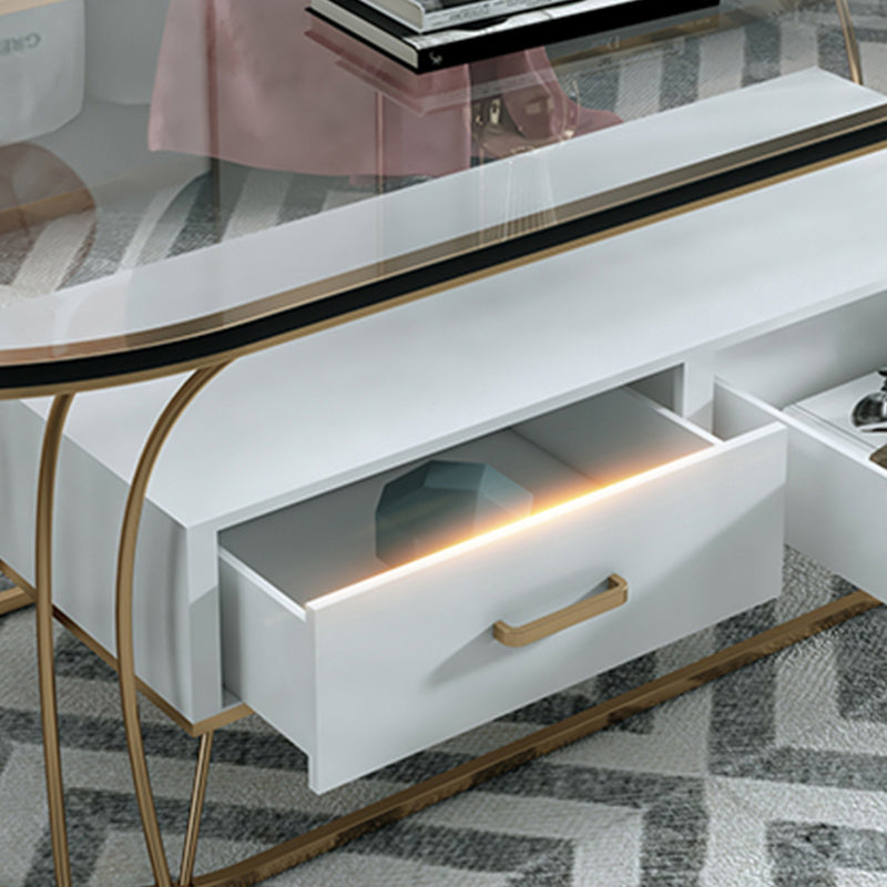 Glam Frame Single Coffee Table Oval Coffee Table with Drawer
