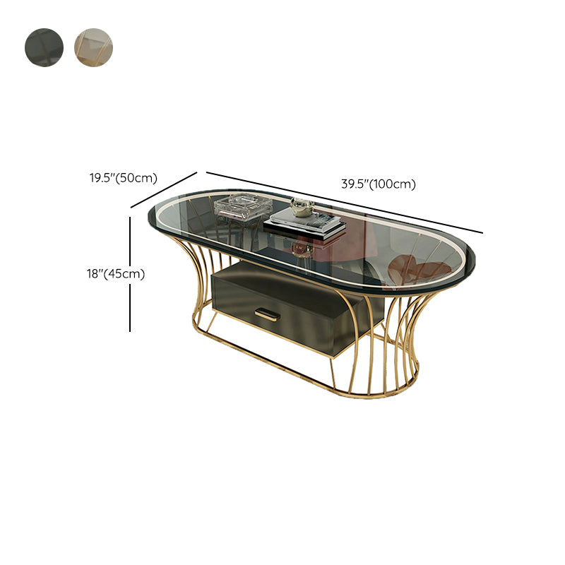 Glam Frame Single Coffee Table Oval Coffee Table with Drawer