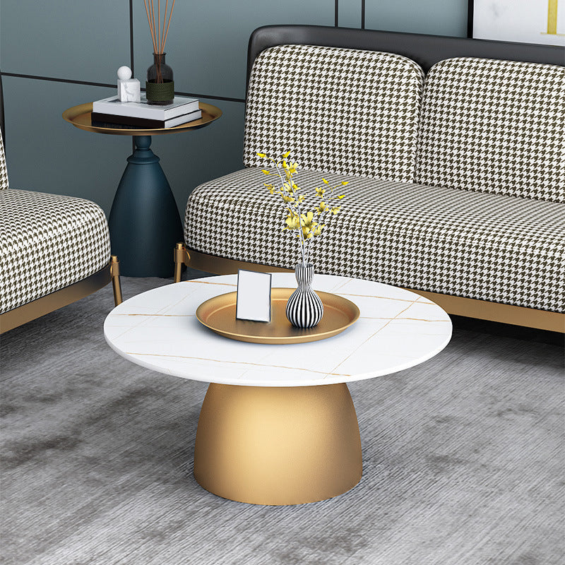 Slate Round Coffee Table Glam Pedestal No Distressing Coffee Table Set