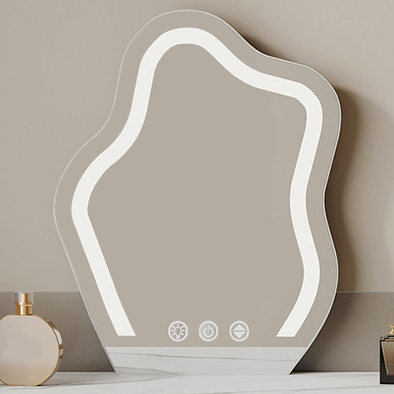 White Dressing Table Standing Vanity Set with Makeup Table and Stool