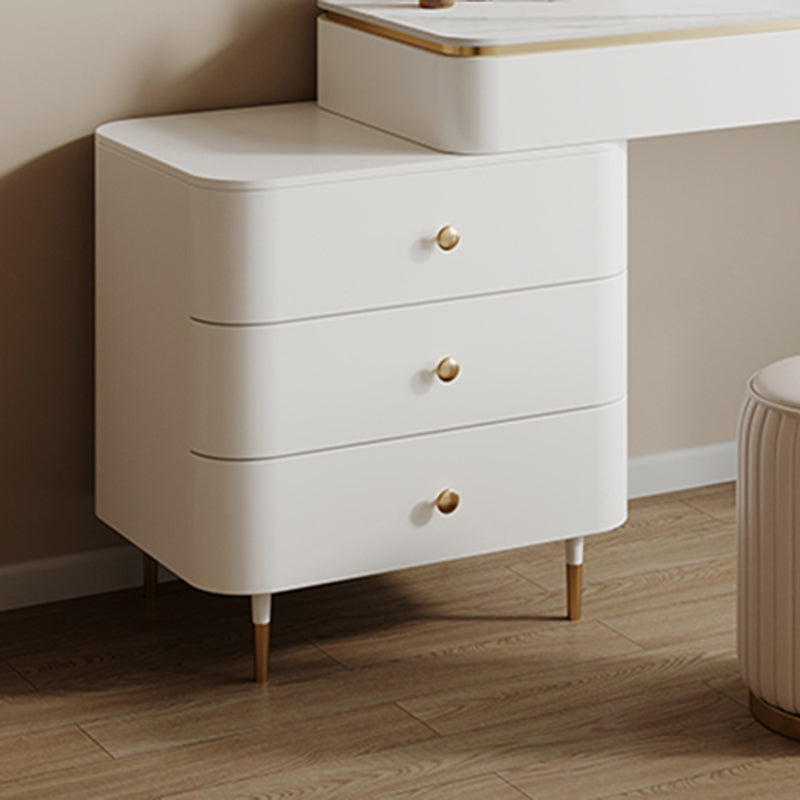 White Dressing Table Standing Vanity Set with Makeup Table and Stool