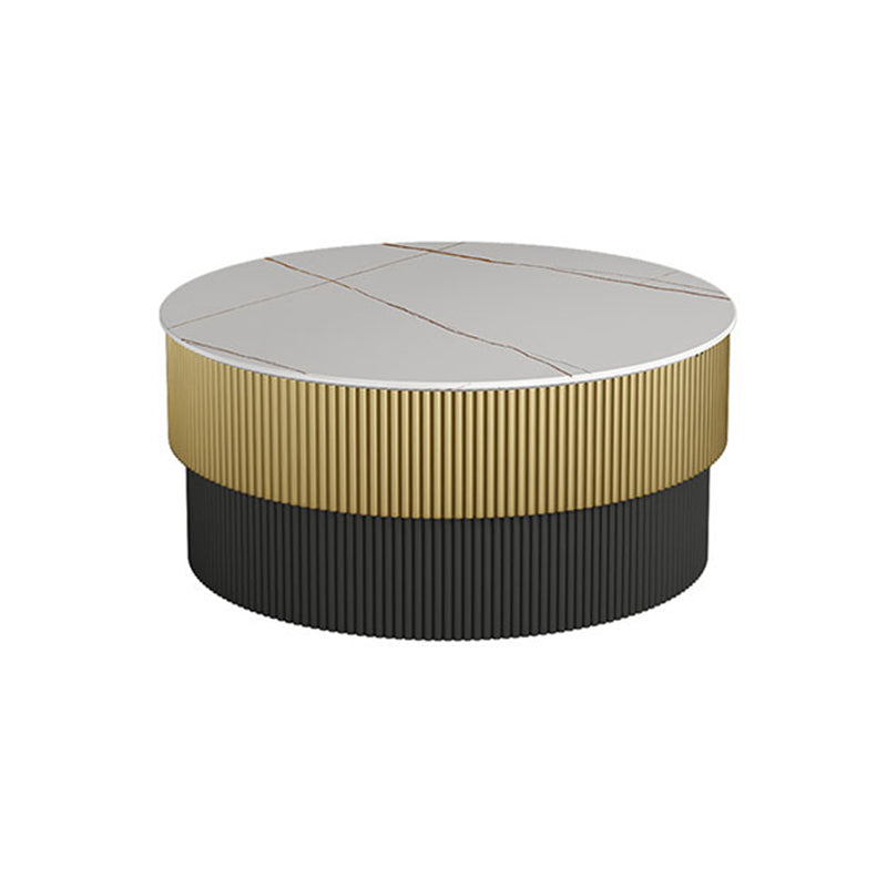 Round Slate Coffee Table Glam Pedestal No Distressing Single Coffee Table