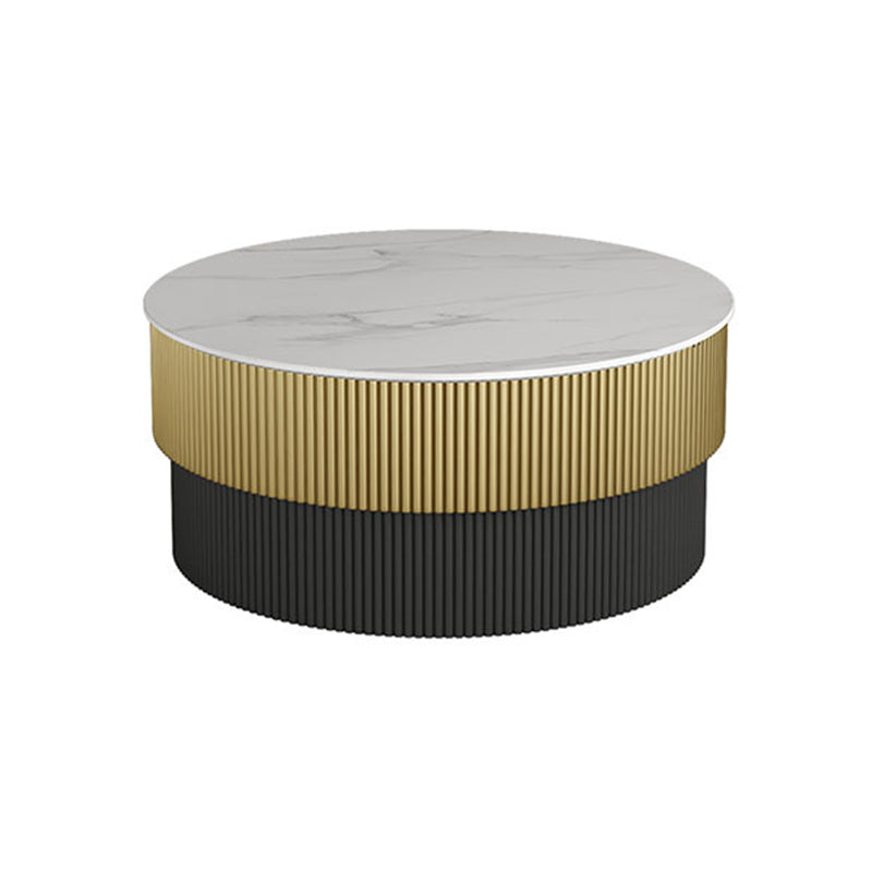 Round Slate Coffee Table Glam Pedestal No Distressing Single Coffee Table