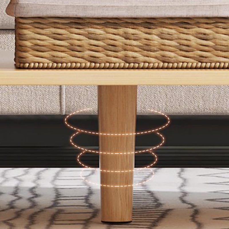 Rectangle Wood Coffee Table 4 Legs Single Coffee Table with Drawer