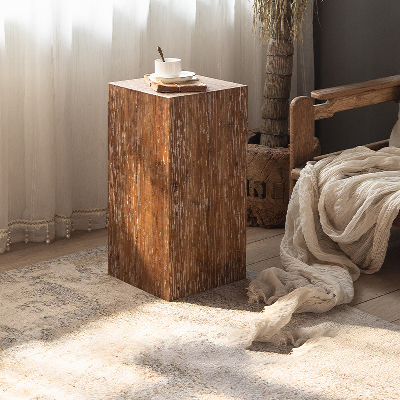 Rustic Geometric Accent Side Table Wooden Side End Snack Table