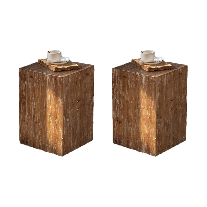 Rustic Geometric Accent Side Table Wooden Side End Snack Table