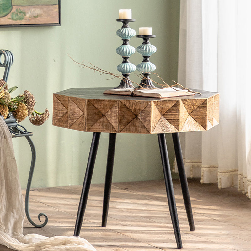 Rustic Geometric Accent Side Table Wooden Side End Snack Table