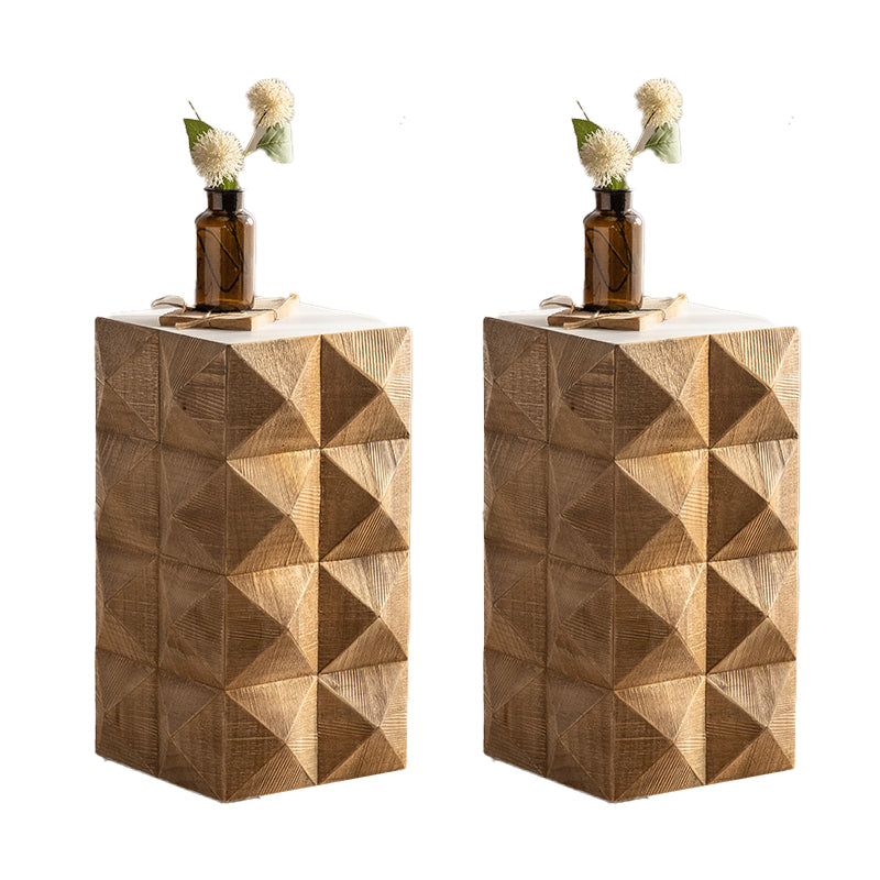 Rustic Geometric Accent Side Table Wooden Side End Snack Table