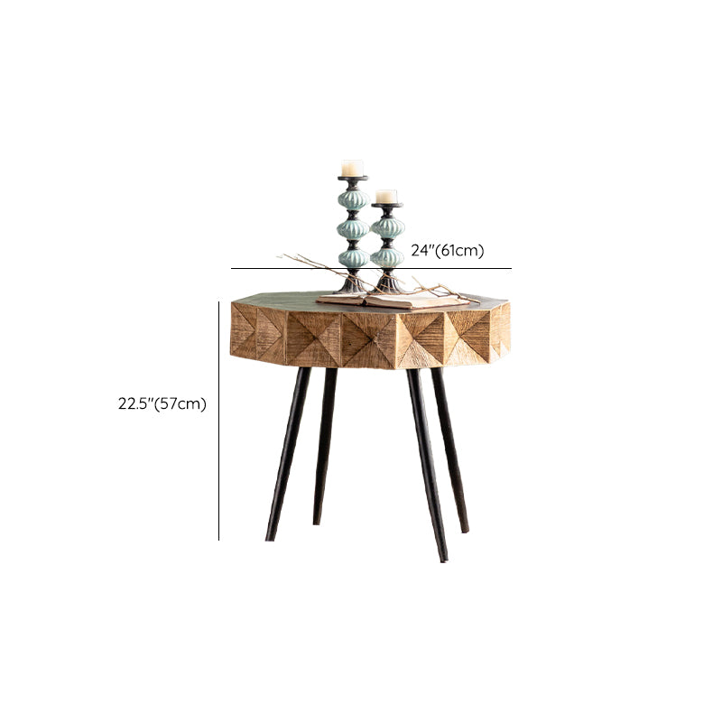 Rustic Geometric Accent Side Table Wooden Side End Snack Table