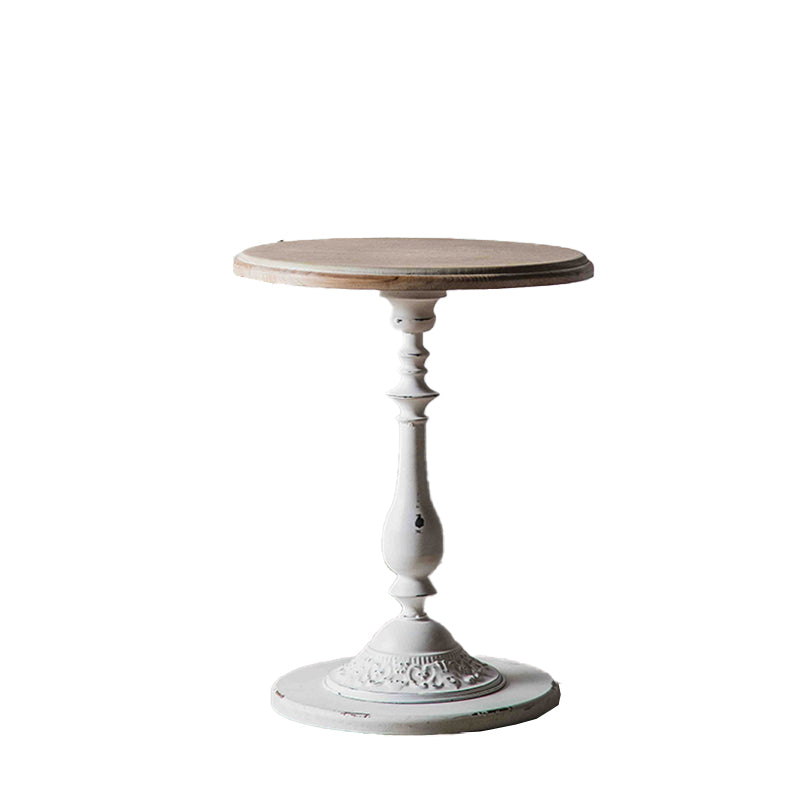 Rustic Style Sofa Side Accent Table Round Shape Metal and Wood Side Table