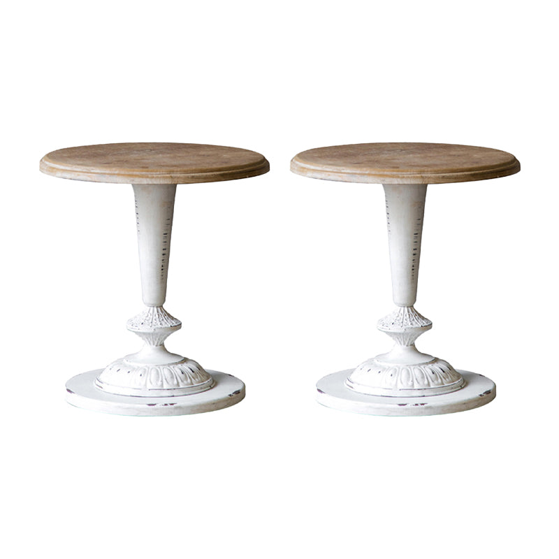 Rustic Style Sofa Side Accent Table Round Shape Metal and Wood Side Table