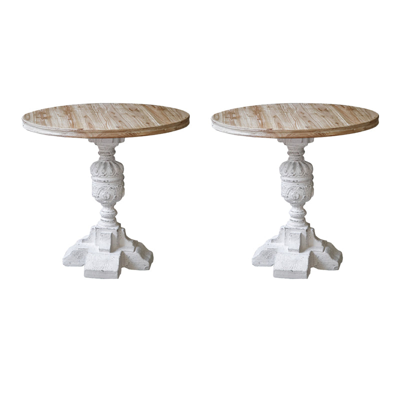 Rustic Style Sofa Side Accent Table Round Shape Metal and Wood Side Table