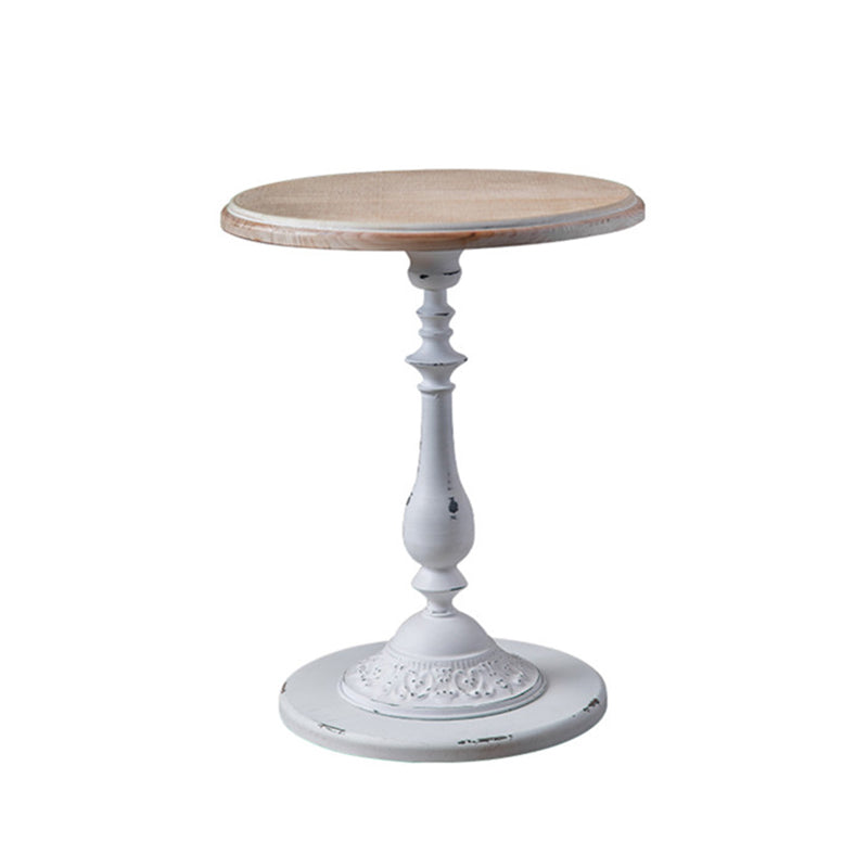 Rustic Style Sofa Side Accent Table Round Shape Metal and Wood Side Table