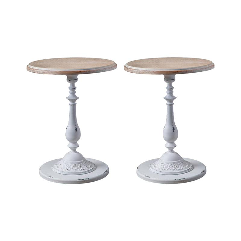 Rustic Style Sofa Side Accent Table Round Shape Metal and Wood Side Table