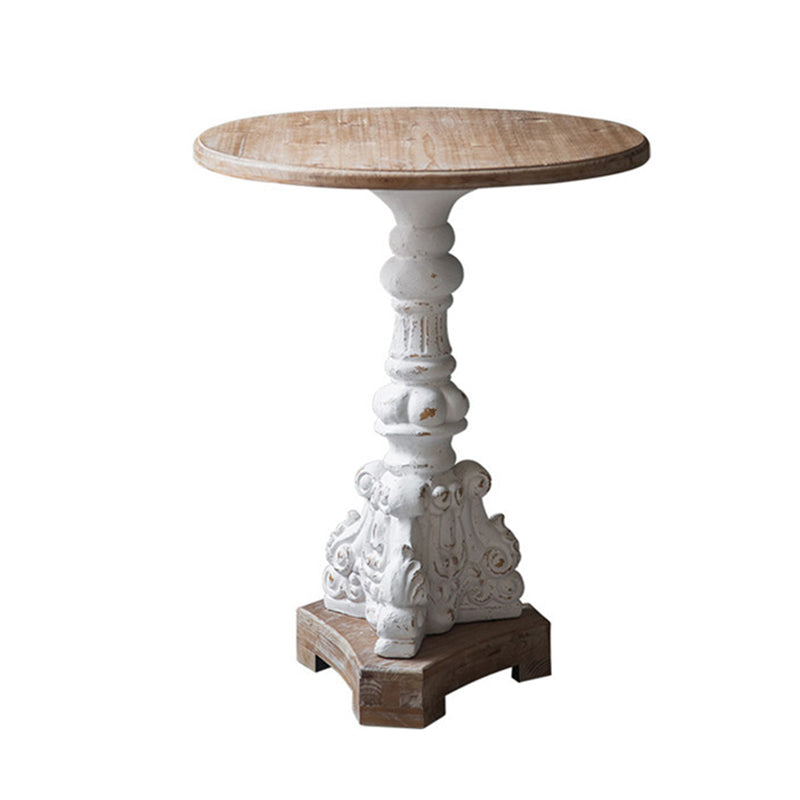 Rustic Style Sofa Side Accent Table Round Shape Metal and Wood Side Table