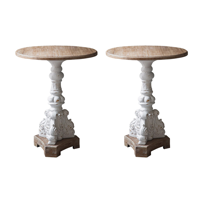 Rustic Style Sofa Side Accent Table Round Shape Metal and Wood Side Table