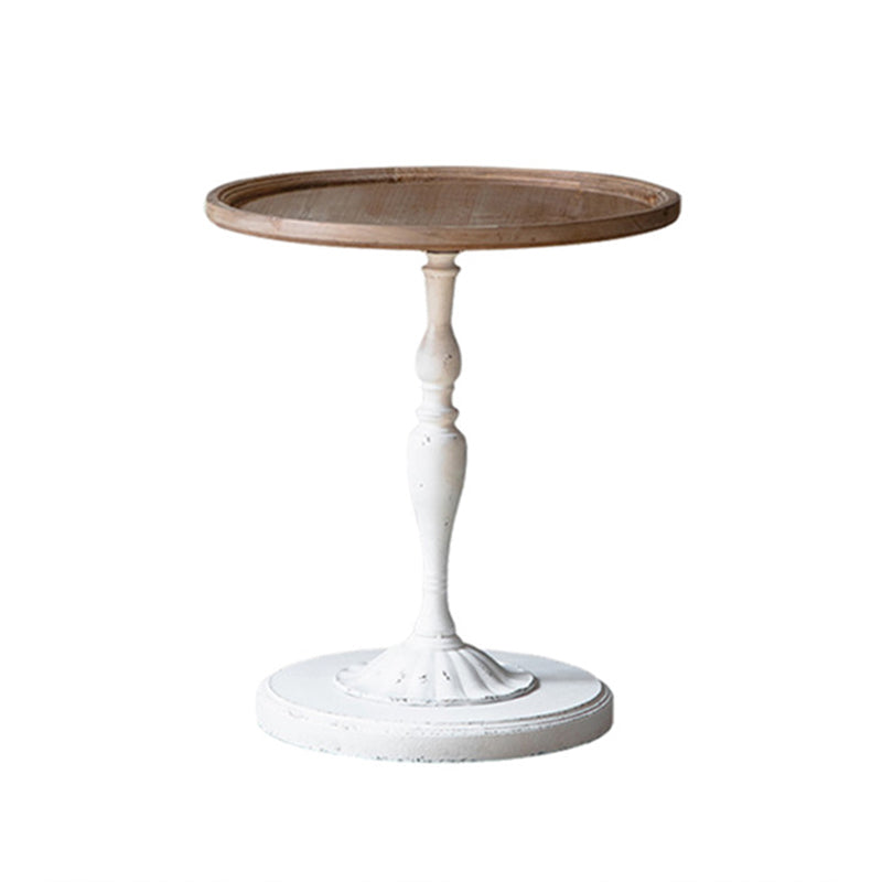 Rustic Style Sofa Side Accent Table Round Shape Metal and Wood Side Table