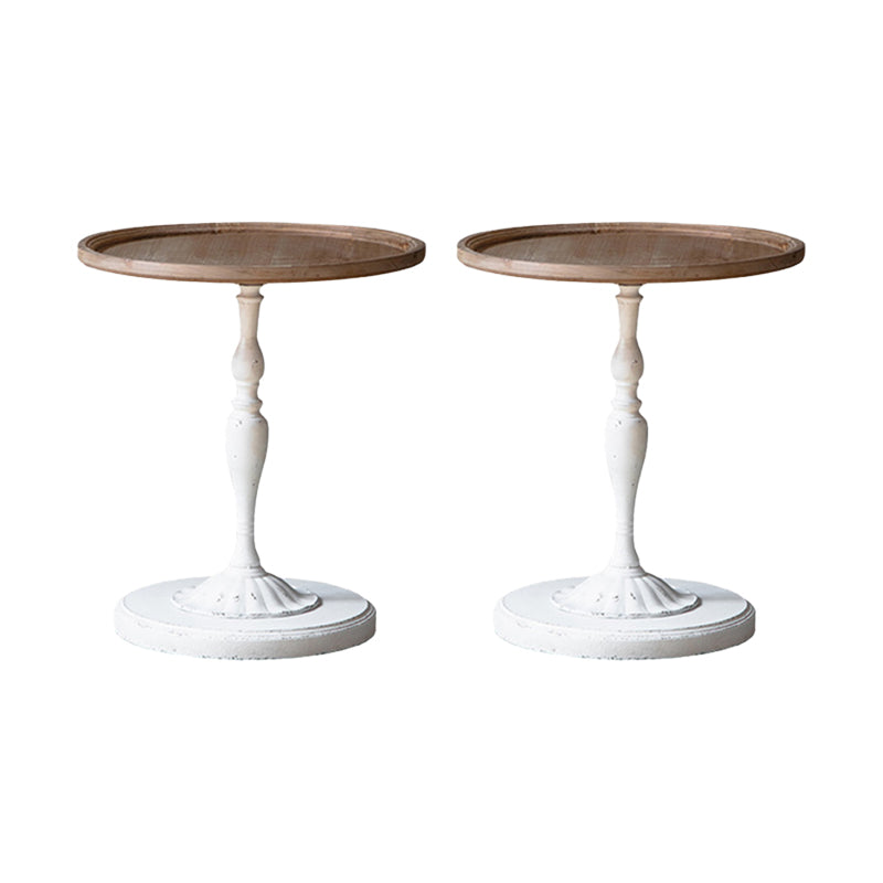 Rustic Style Sofa Side Accent Table Round Shape Metal and Wood Side Table