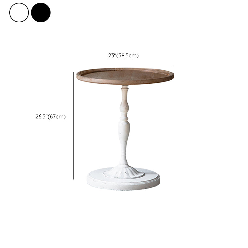Rustic Style Sofa Side Accent Table Round Shape Metal and Wood Side Table