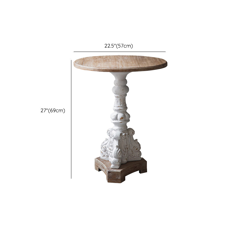 Rustic Style Sofa Side Accent Table Round Shape Metal and Wood Side Table