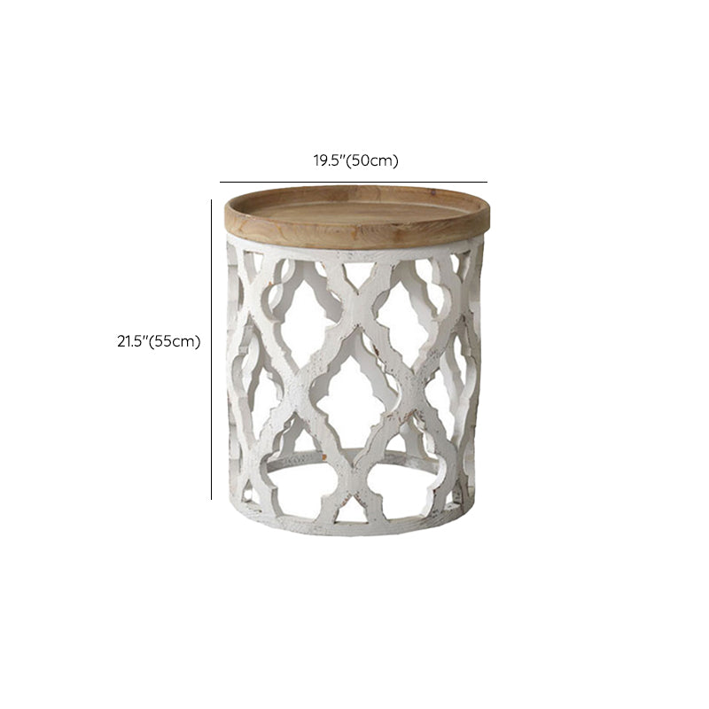 Rustic Style Sofa Side Accent Table Round Shape Metal and Wood Side Table