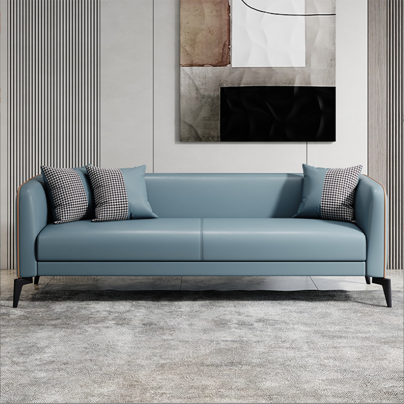 Contemporary Faux Leather Tight Back Tuxedo Arm Living Room Standard Settee