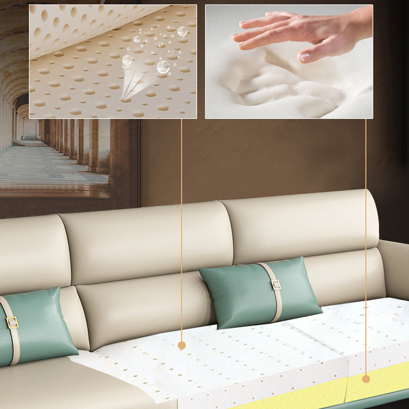 Genuine Leather Sectional Sofa 36.22" High Green Sofa for Living Room