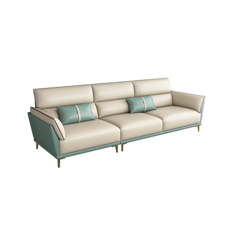 Genuine Leather Sectional Sofa 36.22" High Green Sofa for Living Room